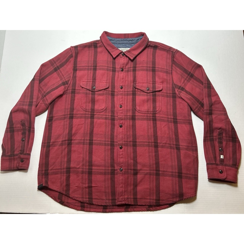 Outerknown Blanket Shirt Mens 2XL Red Plaid Flannel Long Sleeve Button Up Casual